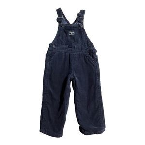 OshKosh B'gosh Navy Blue Vestbak Corduroy Overalls Plaid Lined Toddler 12 Months
